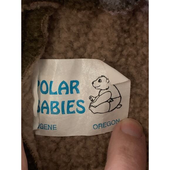VTG Polar Babies Fleece Set Outfit Brown Floral Hooded 12 Months USA EUC - Picture 4 of 7